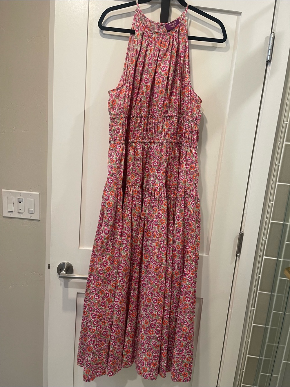 J. Crew Pink Floral Halter Maxi Dress